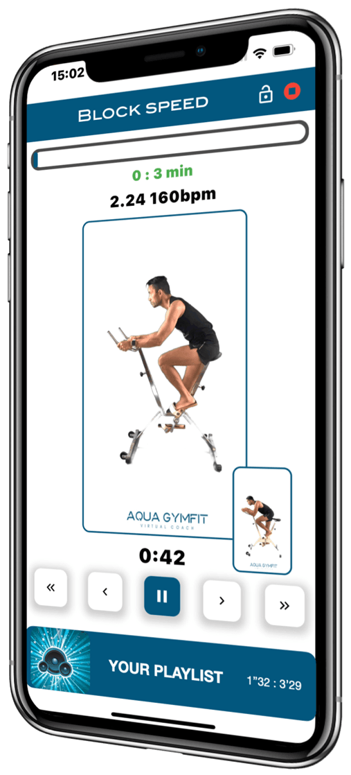 Aqua GymFit Virtual Coach — vue BLOCK SPEED en bassin